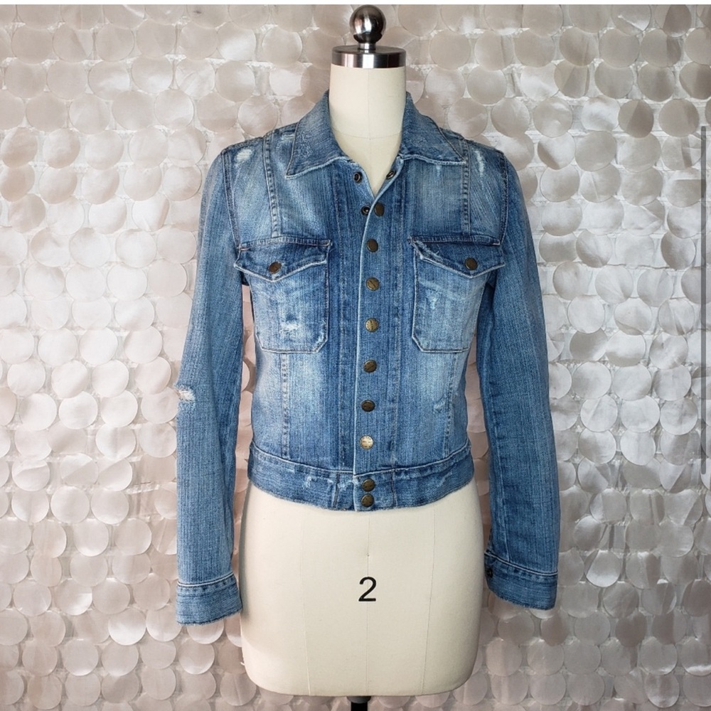 Current/Elliott Revolve Snap Jacket Shredded 0 - image 2